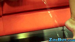 Solo toying babe engages in golden shower play