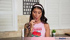 hey, my flat-chested stepsis charlotte loves giving sloppy wet blowjobs on my cock