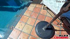 horny mature shay sights rides huge cock outdoors by pool like a champ