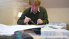 Can this geeky old guy get a horny blonde babe all wet and ready for his big moves?