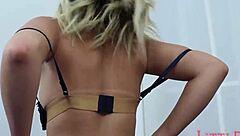 Blonde latina teen boldly fucks tight pussy in first porn scene