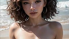 Curly haired girls on beach sex with big tits and boobs in compilation for teen 18+ ai porn art