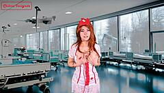 hey, this naughty nurse does perverted things in front of her patient - joi solo girl