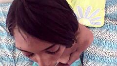 Jordin Skye Teases With Dildo In Pantyhose Before Interracial Blowjob And Cum Swallow