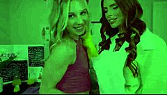 Skinny cheerleader and hot milf share big dick in intriguing threesome