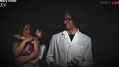 Blonde Lady Lada And Redhead Clitoris Team Up For Double Blowjob On Hairy Big Cock