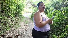 Sexy Latina With Huge Tits Gives Outdoor Blowjob To Stranger On Roadside In Public Forest Encounter