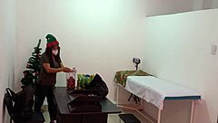 the nurse is caught in the hospital decorating the doctors office and getting super sexy and hot