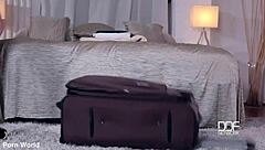 Submissive Brunette Babe Stored in Suitcase for BDSM Anal Play