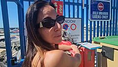 huge tits couple unleashes cumshot in outdoor homemade blowjob action