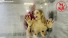 Blonde Curvy Milf with Pierced Nipples Gets Seduced in Shower by Canadian Partner for Passionate Riding and Licking