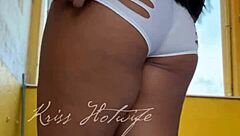 Naughty Wife Flashes Big Tits and Cameltoe in Short Shorts Outdoors