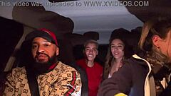 Uber driver picks up lesbian couple at Guarulhos airport. They end up in wild car action licking and soaking each other.