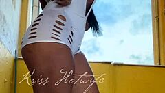 Naughty Wife Flashes Big Tits and Cameltoe in Short Shorts Outdoors