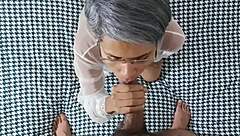 oh man, that horny latina with small tits and big ass gave me a deepthroat blowjob in the bedroom until creampie