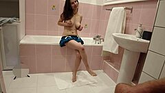 Dirty college girl contrasts innocence while sucking old hairy cock deep