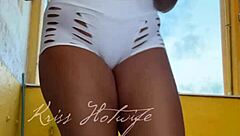 Naughty Wife Flashes Big Tits and Cameltoe in Short Shorts Outdoors