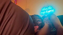 Amateur ebony gets pussy licked then fucked in homemade contrast