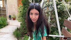 So this hottie lost the game and ended up walking with cum on her face outdoors