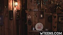 Petite Blonde Gagging on Cock in Haunted Bathroom Shower