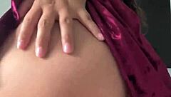 beautiful middle eastern amateur with huge natural tits rides giant dildo to squirting wet orgasm