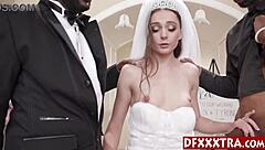 Hey, check out this sexy teen bride banging her husband's black friends as a wild wedding gift!