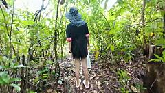 Seductive Thai Babe Walking Solo in Nature Garden Showing Pussy in Cosplay Outdoors