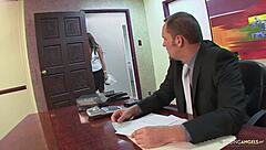 I Feel Overwhelmed As Lazy Brunette With Fat Ass Gets Reprimanded By Boss With Big Cock