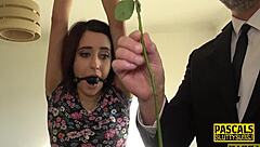 intriguing teen sub freed from bondage for intense rough deepthroat fucking