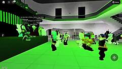Hey guys, check out this fun dance party with friends in the roblox hall, it's super lively and everyone is having a blast dancing together