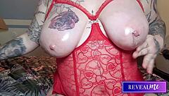 Voluptuous milf reveals huge tits for dildo boobjob fingering tight wet pussy to explosive orgasm!