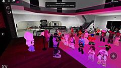 Hey guys, check out this fun dance party with friends in the roblox hall, it's super lively and everyone is having a blast dancing together