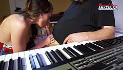 Brunette Coed Cloe Sucks Cock and Gets Twat Fucked Deep with Jizz