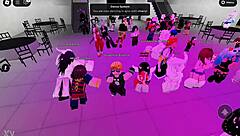 Hey guys, check out this fun dance party with friends in the roblox hall, it's super lively and everyone is having a blast dancing together
