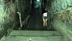 Curvy Brazilian trans tempts with dirty outdoor ass shaking but ends up spanked rough by tattooed stud in public