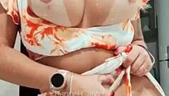 latina teases with big pussy lips and juicy tits in homemade clip