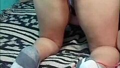 Intense Latina amateur bends over in thong panties as partner fingers and doggystyles her on webcam