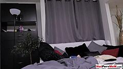 Subtle hints of a quick morning handjob with naive bookworm MILF