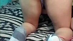 Intense Latina amateur bends over in thong panties as partner fingers and doggystyles her on webcam