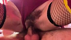 Mileena's Creampie In Cosplay - Mortal Kombat Brunette With Hairy Pussy Dripping Cum