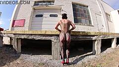 Thong Bodysuit Flashing on Docks in Public