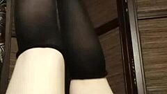 i wear pantyhose with small natural tits in homemade solo lingerie