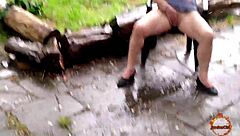 brunette milf klaudiaambergirl enjoys softcore solo masturbation with natural big tits during storm