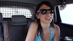 Horny Brunette Hitchhiker Gets Puffy Cunt Banged In European Outdoor Quickie