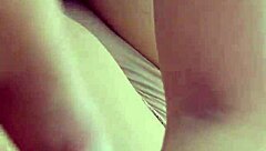 young amateur enjoys groping her neighbor's thick cock alone at home