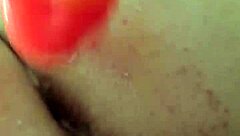 Brunette Amateur Chubby Girl Using Rainbow Dildo for Anal Creampie with Gaping Assfucking