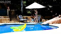 Emma Haize Gives Poolside Huge Cock Pov Deepthroat Blowjob And Facial