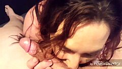 Horny housewife fingering pussy with dildo licks cumshot from big cock