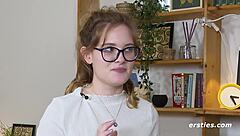 German babe luna from ersties pleasures shaved pussy using dildo and vibrator in solo session