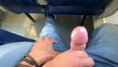 amateur milf gives accidental handjob on public train leading to outdoor cumshot with blonde mature couple